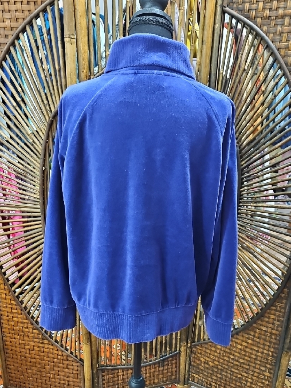 DRAPER'S & DAMON'S Blue Velour Zip-Front Women's Jacket. Size PL - Picture 2 of 3
